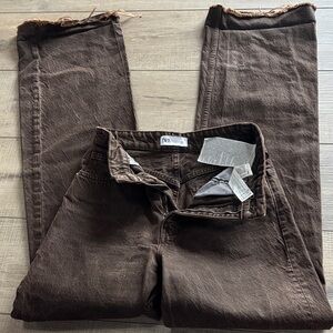 Zara Brown Wide Leg Jeans Size Two